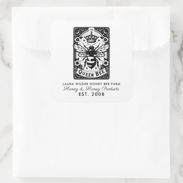 Tarot Bee Theme Honey Bee Apiary Farm Beekeeper Quadratischer Aufkleber (Tasche)