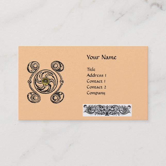 TAROT Black Pink Celtic Zeichnend Gemstone Monogra Visitenkarte (Vorderseite)