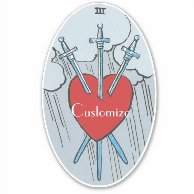 Tarot Card 3 Schwerter Thunder_Cove Aufkleber (Vorderseite)