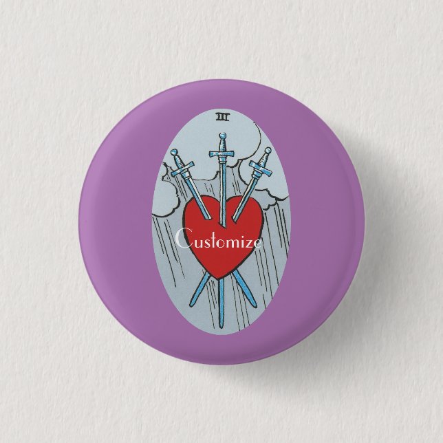 Tarot Card 3 Schwerter Thunder_Cove Button (Vorderseite)