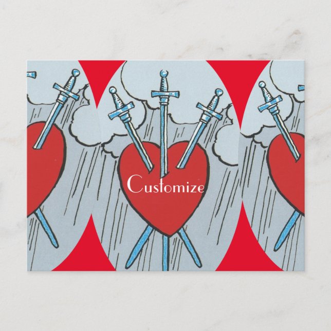 Tarot Card 3 Schwerter Thunder_Cove Postkarte (Vorderseite)