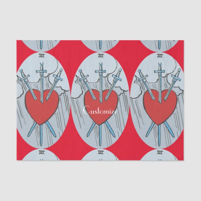 Tarot Card 3 Schwerter Thunder_Cove  Seidenpapier (Vorderseite)