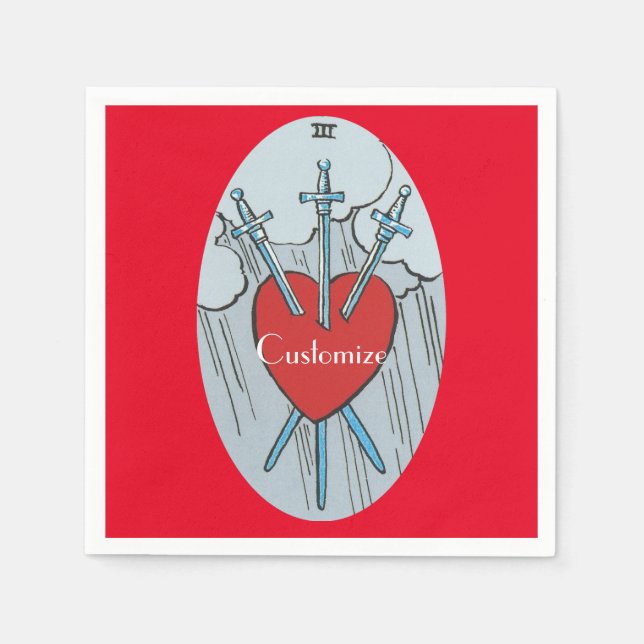 Tarot Card 3 Schwerter Thunder_Cove Serviette (Vorderseite)