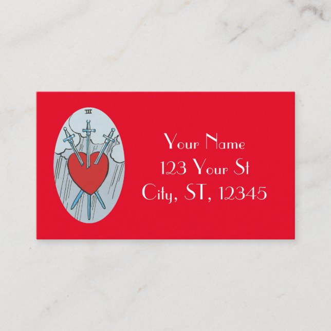 Tarot Card 3 Schwerter Thunder_Cove Visitenkarte (Vorderseite)