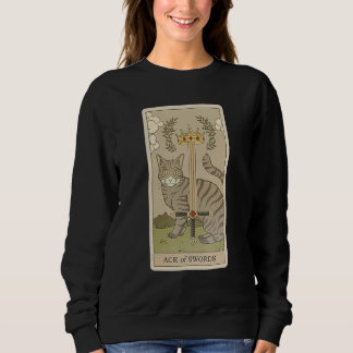 Tarot Card Ace Of Swords And Cat Cosmic Graphic Ca Sweatshirt