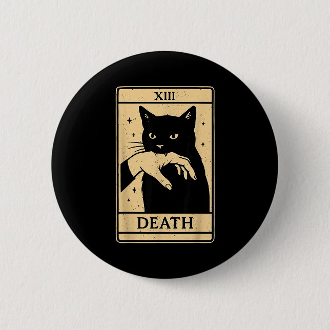 Tarot Card Black Cat Occult Witchy Black Cat Tarot Button (Vorderseite)