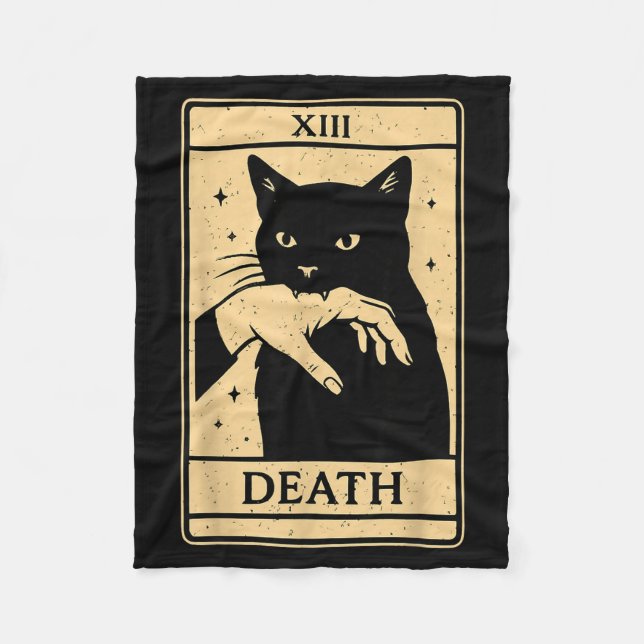 Tarot Card Black Cat Occult Witchy Black Cat Tarot Fleecedecke (Vorderseite)