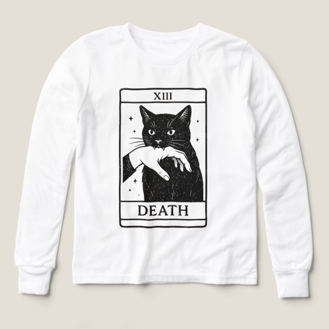 Tarot Card Black Cat Shirt – Tarot Death Tee, Witc (Design Vorderseite)