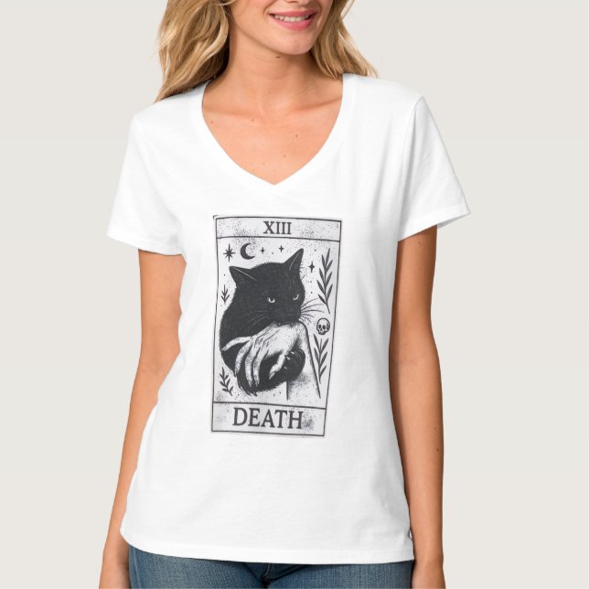Tarot Card Black Cat Shirt – Tarot Death Tee, Witc (Vorderseite)