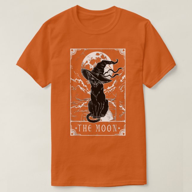 Tarot Card Crescent Moon And Black Cat Witch Hat H T-Shirt (Design vorne)