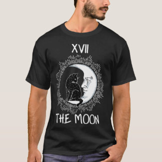 Tarot Card Crescent Moon and Cat Graphic jersey Pu T-Shirt