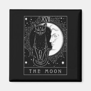 Tarot Card Crescent Moon und Cat Graphic Magnet