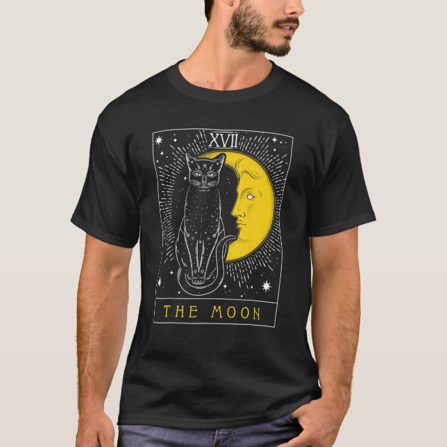Tarot Card Crescent Moon und Cat Graphic T-Shirt (Vorderseite)