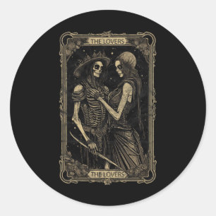 Tarot Card Das Liebesskelett Goth Skull Hallowee Runder Aufkleber