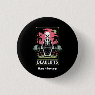 Tarot Card Deadlifts Funny Skeletout Workout Desig Button