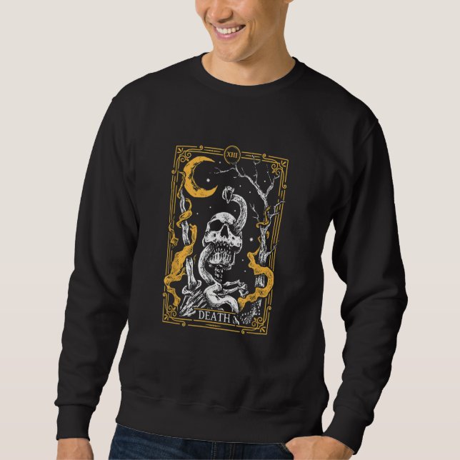 Tarot Card Death XIII Tarot Card Scary Tree Skull Sweatshirt (Vorderseite)