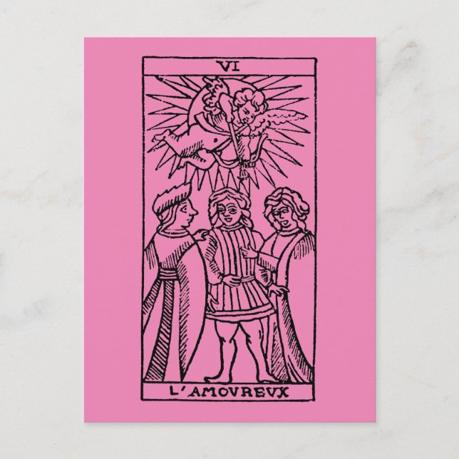 Tarot Card: Die Liebhaber Postkarte (Vorderseite)