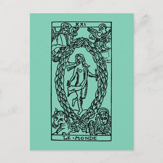 Tarot Card: Die Welt Postkarte (Vorderseite)