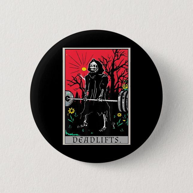 Tarot Card Funny Gym Deadlifts Workout Deadlift -  Button (Vorderseite)
