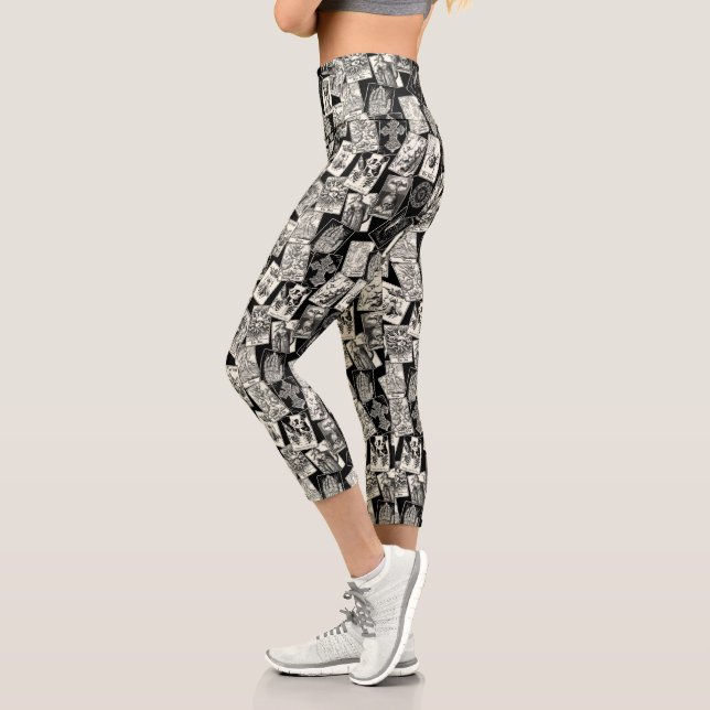 Tarot Card Gothic Witchcraft Goth Fortune Teller Capri Leggings (Links)