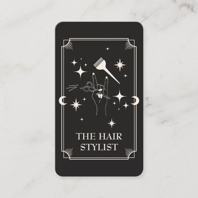 Tarot Card Hair Stylist Celestial Business Card Visitenkarte (Vorderseite)