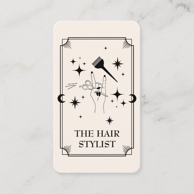 Tarot Card Hair Stylist Celestial Business Card Visitenkarte (Vorderseite)
