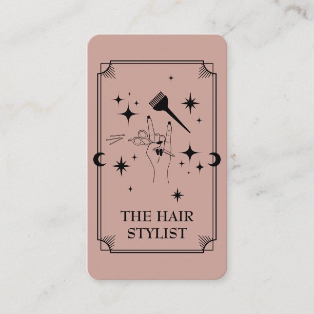 Tarot Card Hair Stylist Celestial Business Card Visitenkarte (Vorderseite)