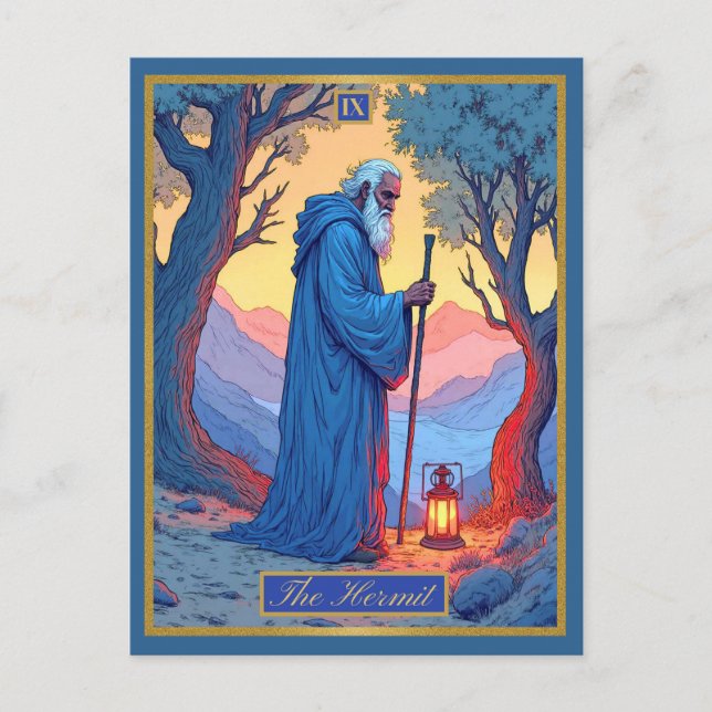 Tarot Card Illustration, The Hermit Postkarte (Vorderseite)