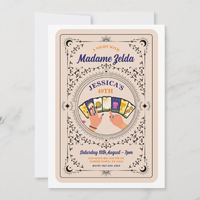 Tarot Card Lesevergnügen Geburtstagsparty Einladun Einladung (Vorderseite)