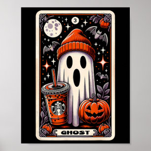 Tarot Card Niedlich Ghost Spooky Saison Kürbislate Poster