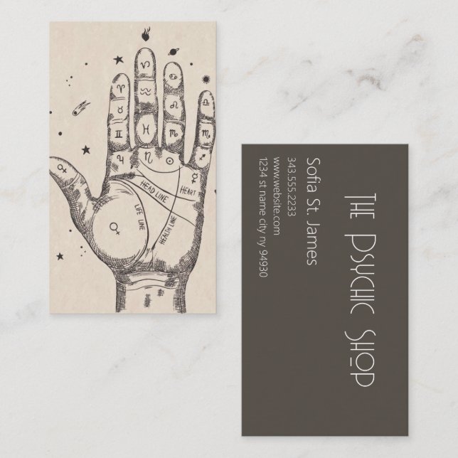 Tarot Card Reader Psychische Palme Lesen Visitenkarte (Vorne/Hinten)