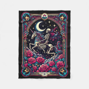 Tarot Card Skelett Farbenfrohe Blumenzwiebeln Hals Fleecedecke