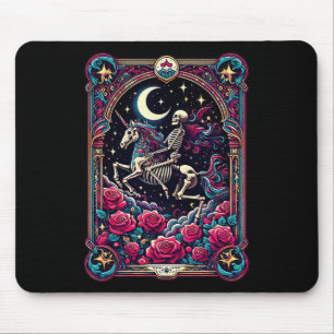 Tarot Card Skelett Farbenfrohe Blumenzwiebeln Hals Mousepad