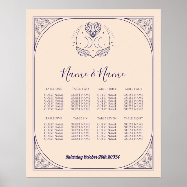 Tarot Card Tabelle 8 Sitzplätze Hochzeitssauermond Poster (Vorne)