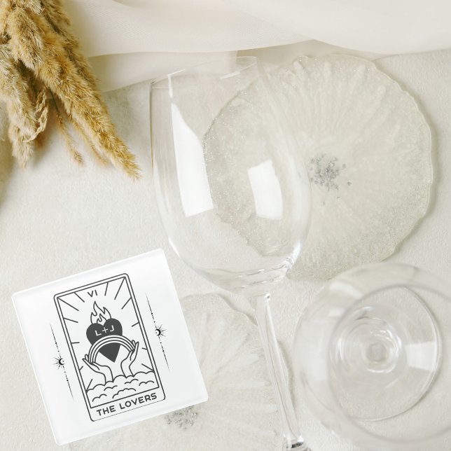 Tarot Cards | BRAUTPARTY | Hochzeit | Modern B+W Glasuntersetzer (Von Creator hochgeladen)