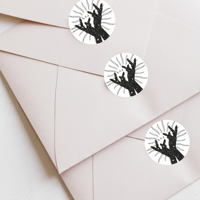 Tarot Cards | BRAUTPARTY | Hochzeit | Modern B+W Runder Aufkleber (Von Creator hochgeladen)