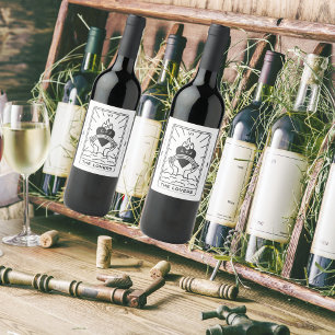 Tarot Cards BRAUTPARTY Hochzeit Modern B+W Weinetikett