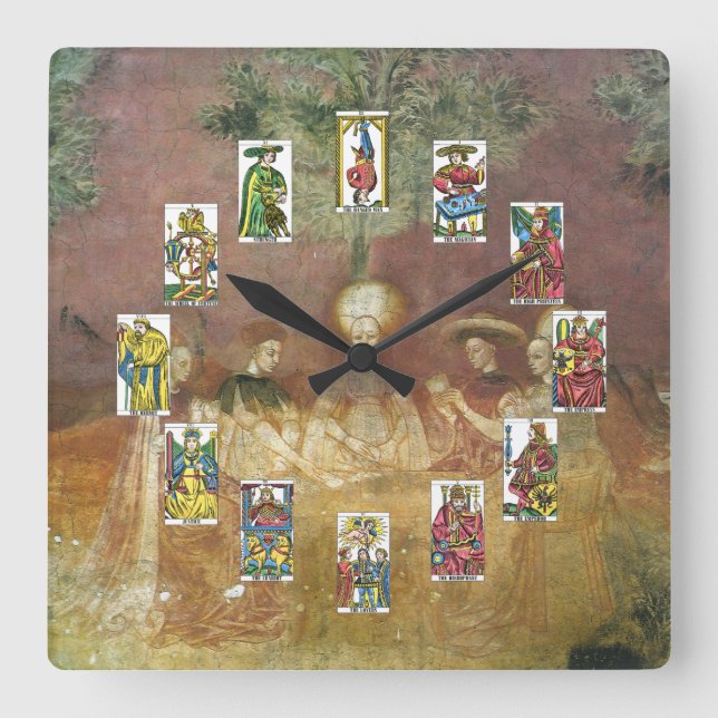 Tarot Cards Fortune Teller Clock Quadratische Wanduhr (Vorderseite)