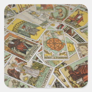 Tarot Cards Muster Wahrsager Quadratischer Aufkleber