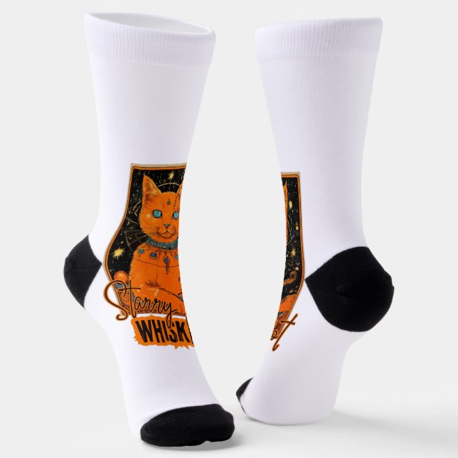 Tarot Cards & Orange Cat | Kosmic Vibes Socken (Gewinkelt)