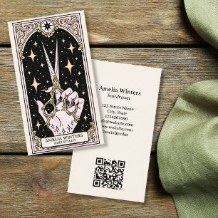 Tarot Celestial Vintage Hairstylist Gold Schere Visitenkarte