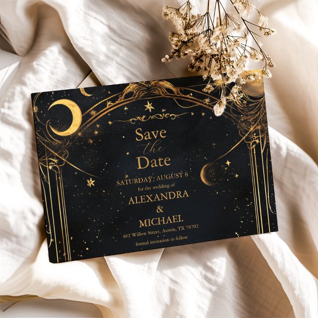 Tarot Celestial Wedding Sun Moon Stars Gold Save The Date (Von Creator hochgeladen)