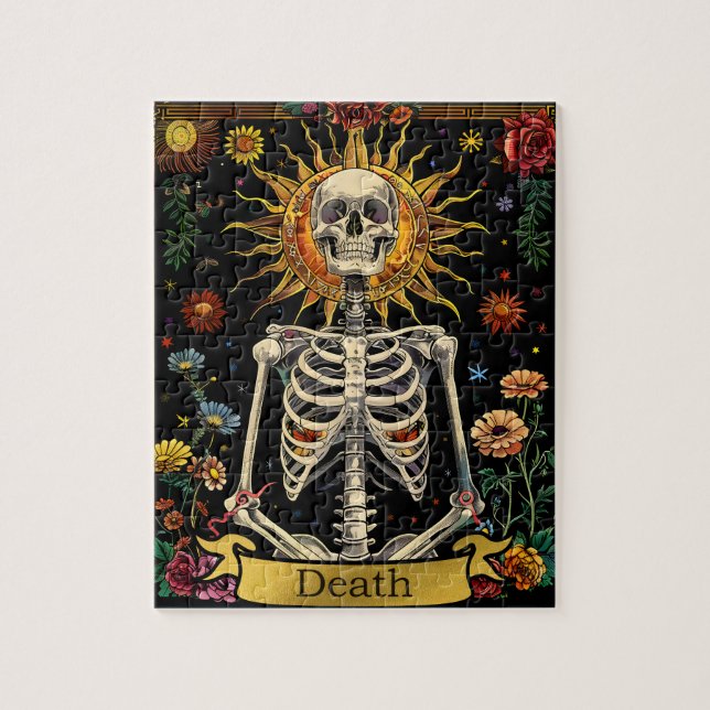 Tarot Death Card Gothic Witchy Skull & Flowers Puzzle (Vertikal)