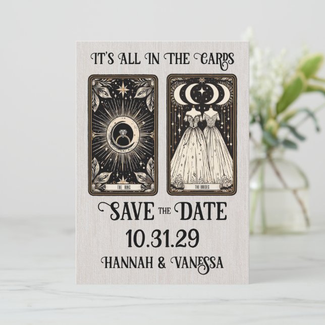 Tarot der Braut Save The Date (Stehend Vorderseite)