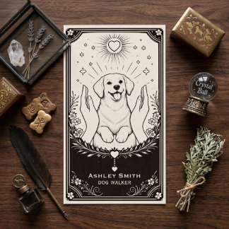 Tarot Dog Walker Boho Mistycal Puppy Business Card Visitenkarte