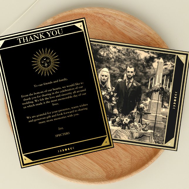 Tarot Elegant Vielen Dank Black Gold Foil Foto Folieneinladung (Von Creator hochgeladen)