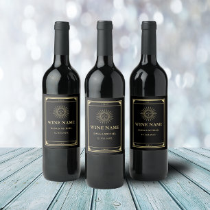 Tarot Elegante Gold Vintager schwarzer Sandstrand Weinetikett