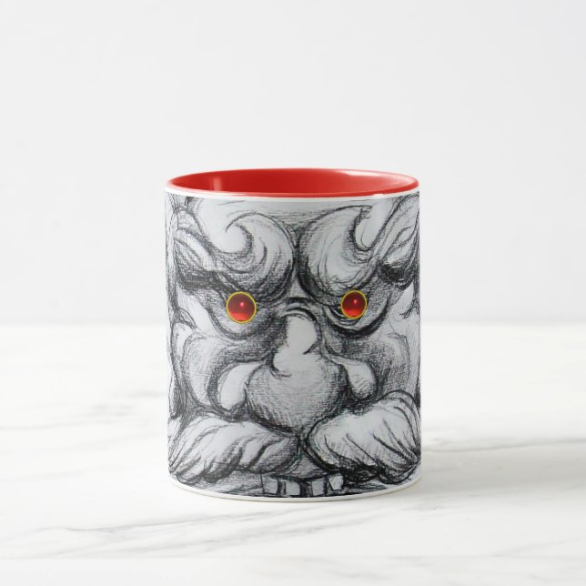 TAROT, FANTASY GROTESQUE MASK Schwarz-weiß Rot Tasse (Zentrum)