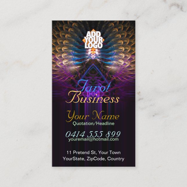 Tarot Fraktal Feathers Business Card Visitenkarte (Vorderseite)