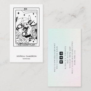 Tarot-Friseur-Stylist Pink-Grün-Ombre-Geschäftskar Visitenkarte